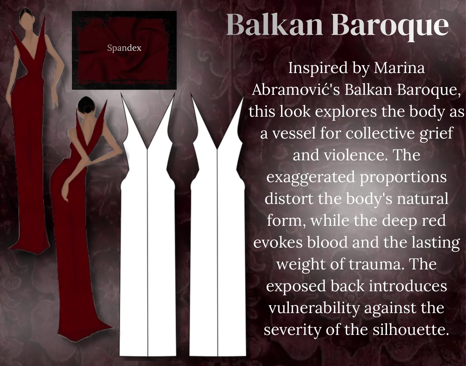 Balkan Baroque look: illustration and technical flat