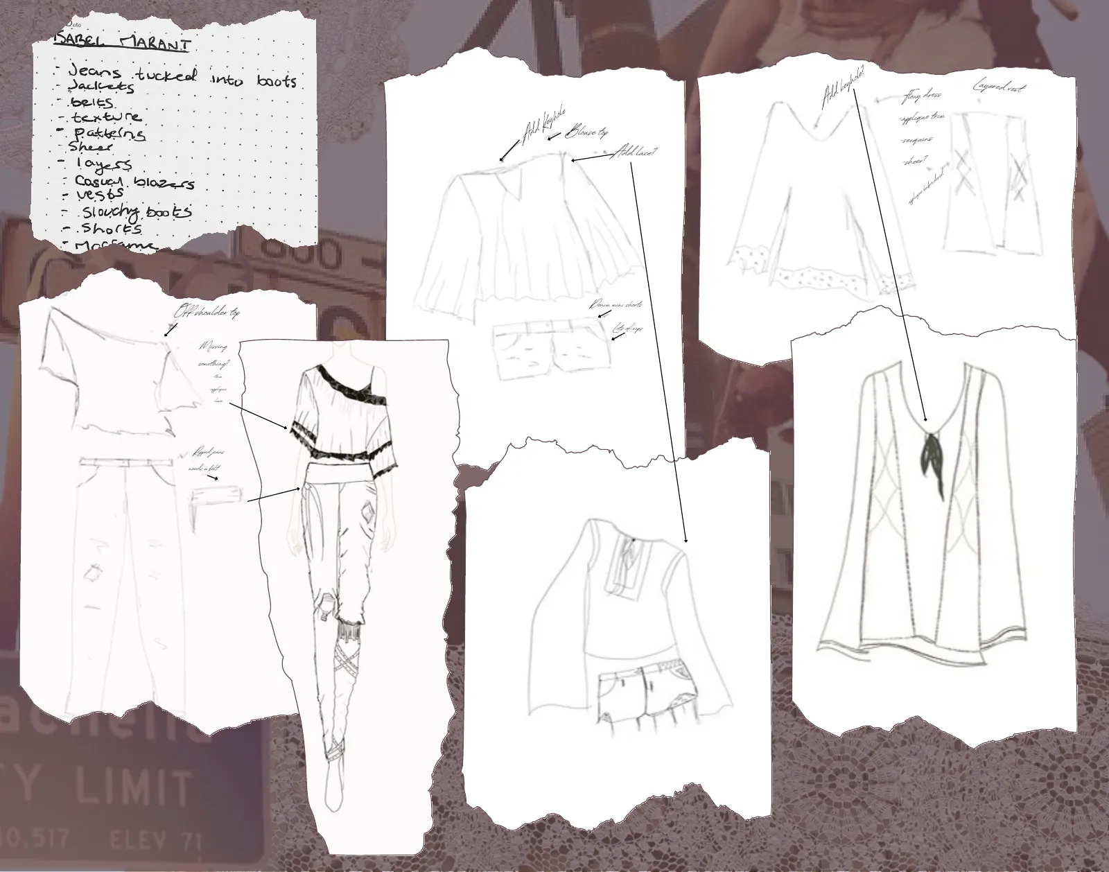 Hand sketches and working notes
