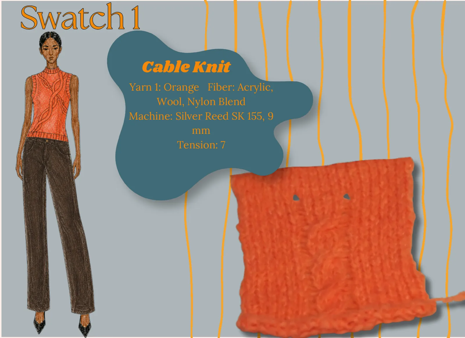 Swatch 10: cable knit with illustrated look