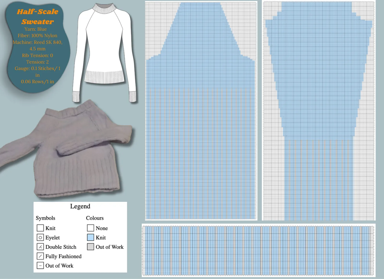 Half-scale sweater pattern and charts
