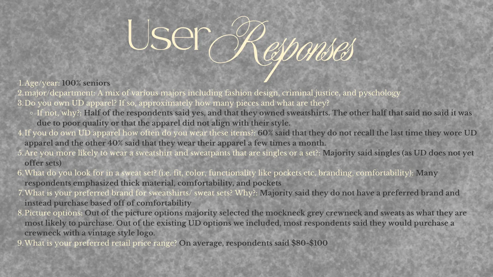 User responses